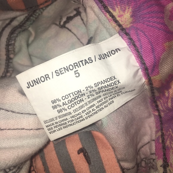 Floral striped Grane Juniors 5 Skinny Jeans EUC - Picture 6 of 15